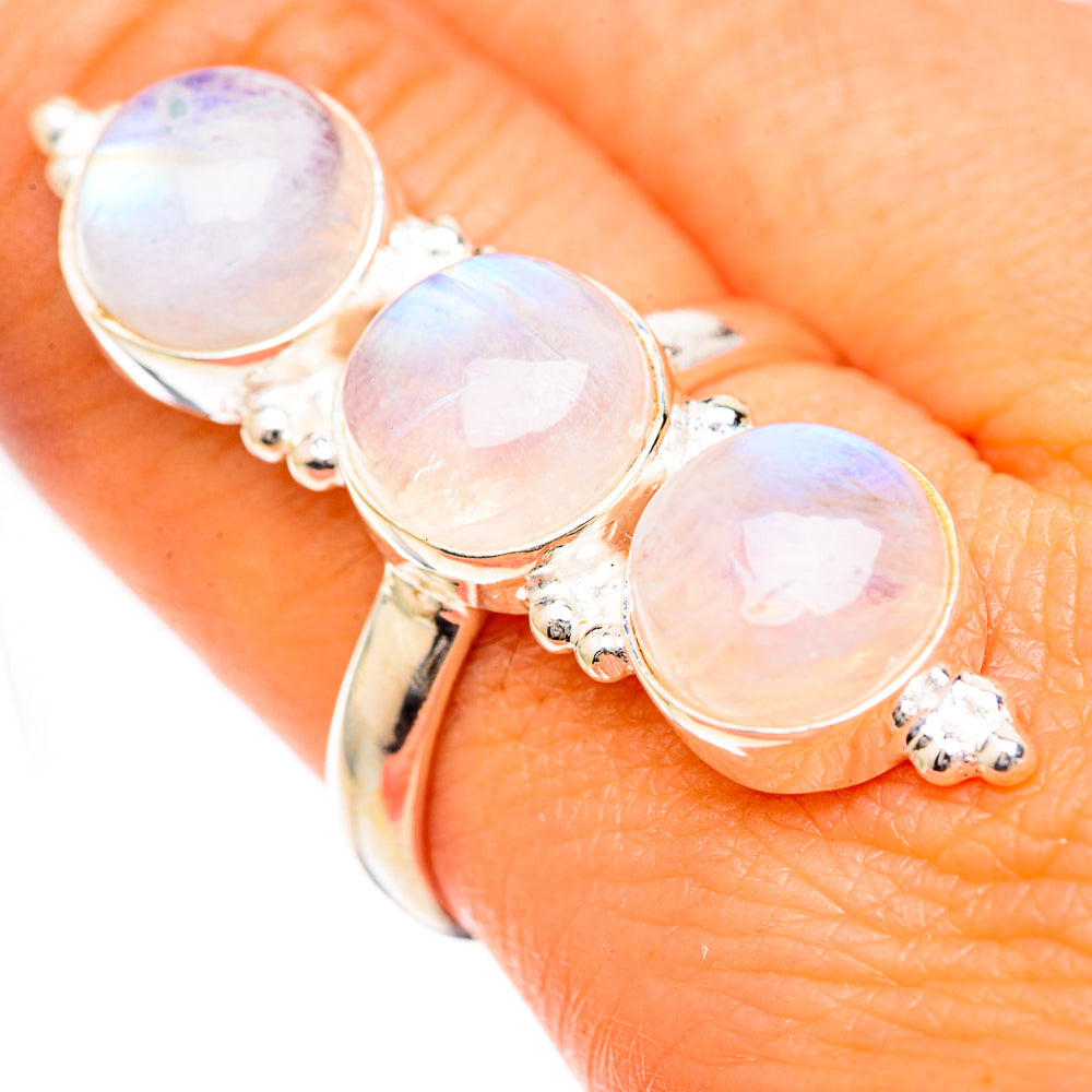 Rainbow Moonstone Rings handcrafted by Anasilvercos - RING125134