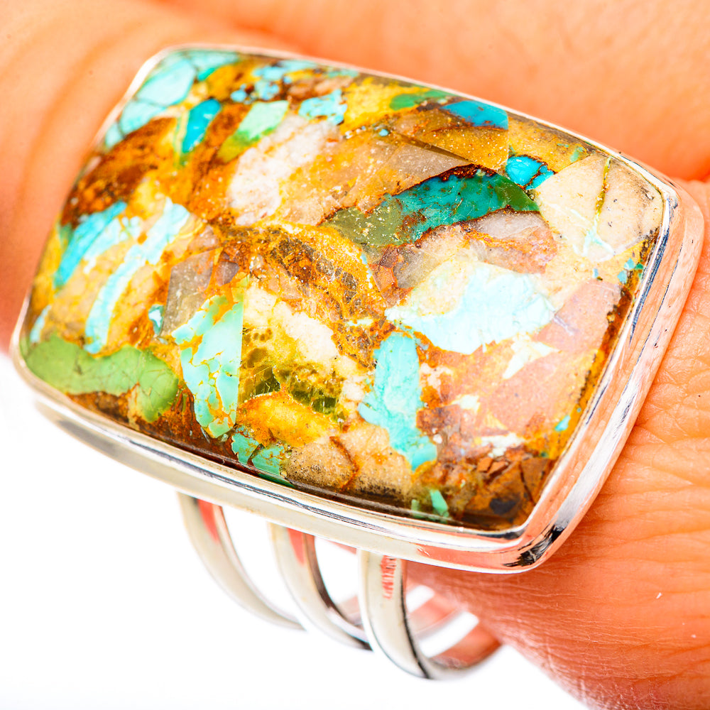 Blue Copper Composite Turquoise Rings handcrafted by Anasilvercos - RING125142
