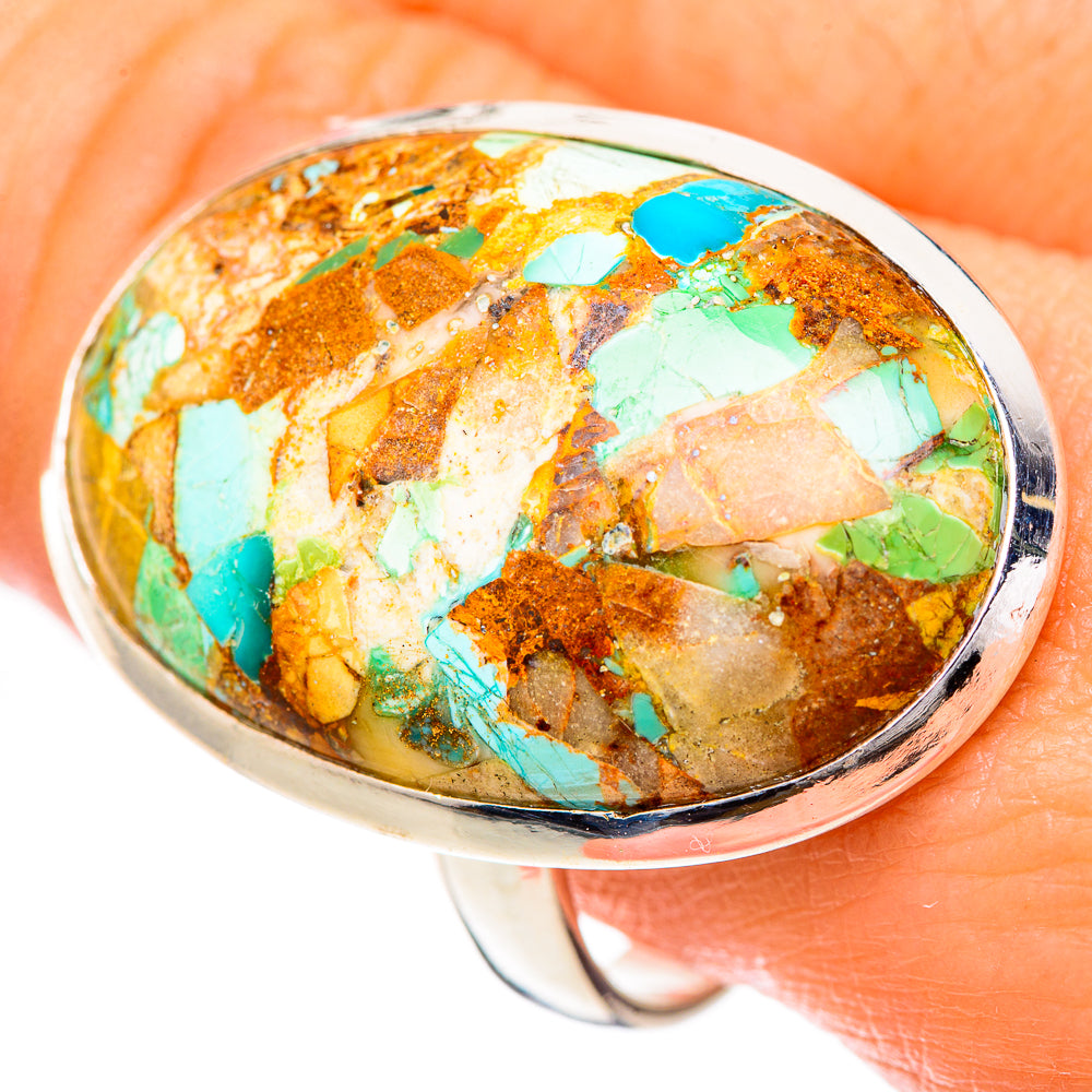Blue Copper Composite Turquoise Rings handcrafted by Anasilvercos - RING125145