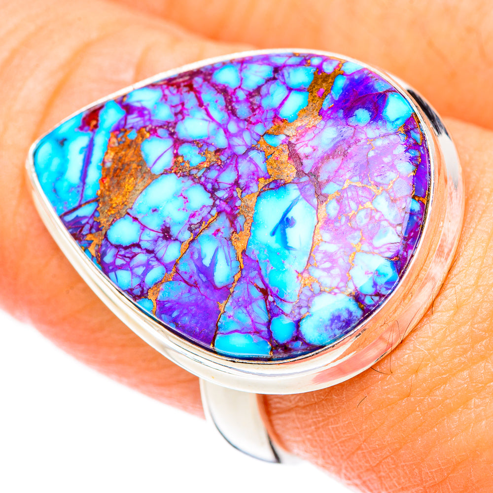 Purple Copper Composite Turquoise Rings handcrafted by Anasilvercos - RING125165