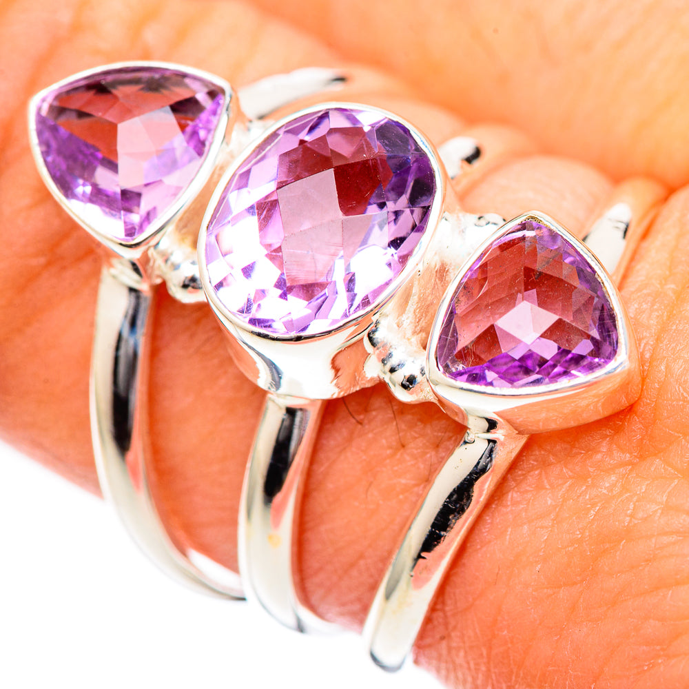 Pink Amethyst Rings handcrafted by Anasilvercos - RING125194