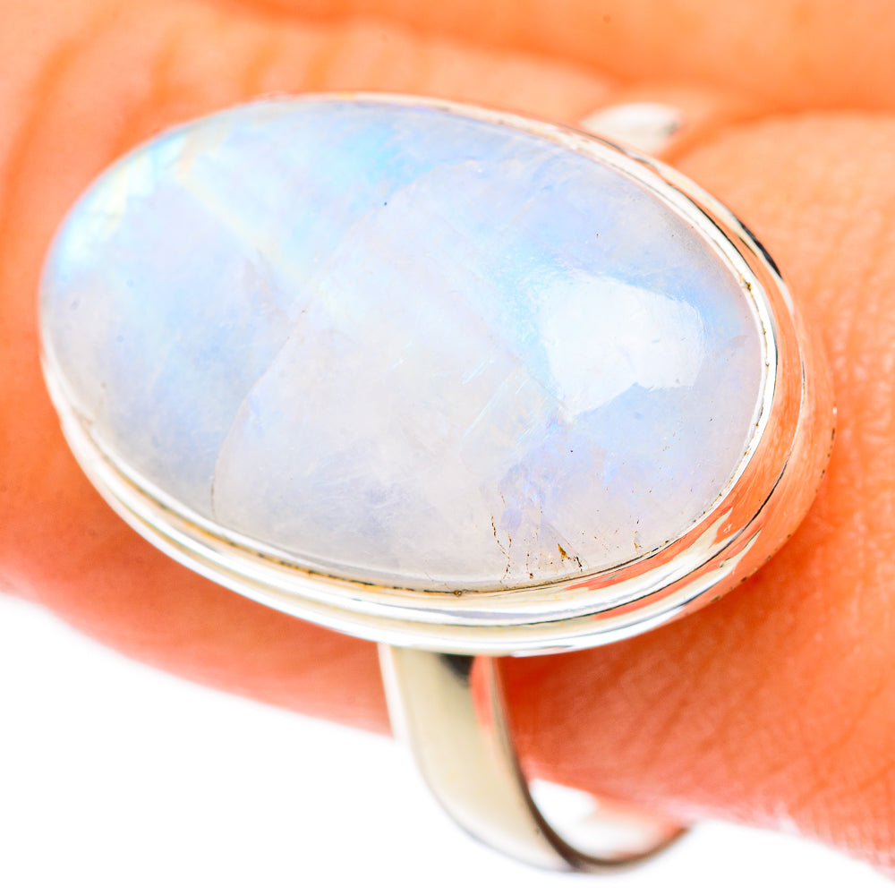 Rainbow Moonstone Rings handcrafted by Anasilvercos - RING125197