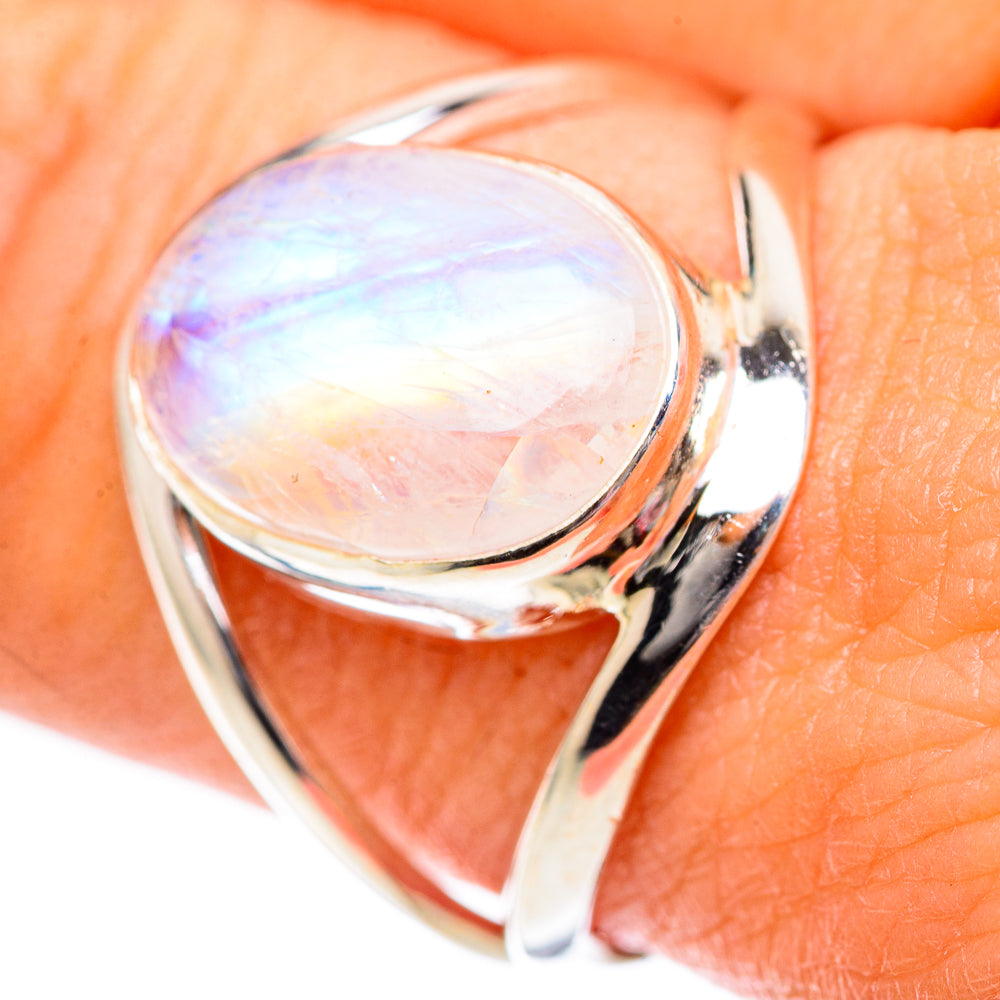 Rainbow Moonstone Rings handcrafted by Anasilvercos - RING125198