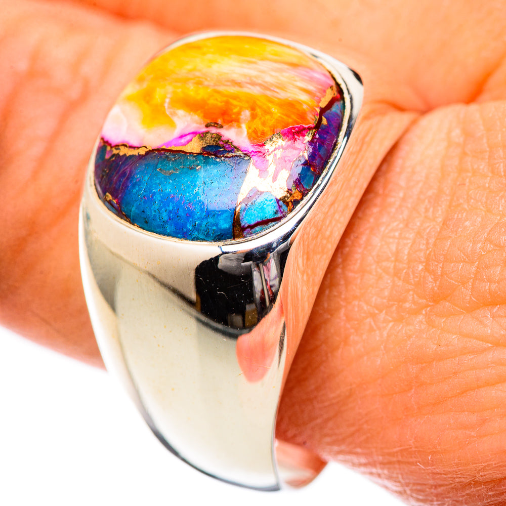 Kingman Pink Dahlia Turquoise Rings handcrafted by Anasilvercos - RING125226