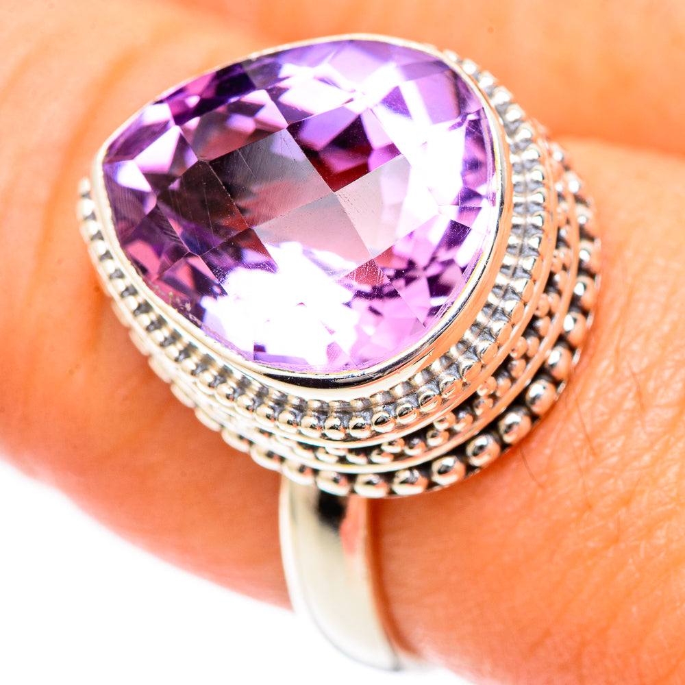 Pink Amethyst Rings handcrafted by Anasilvercos - RING125243