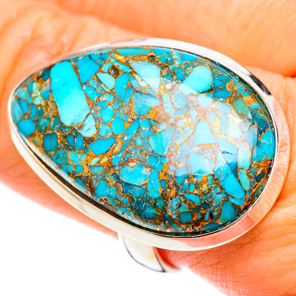 Blue Copper Composite Turquoise Rings handcrafted by Anasilvercos - RING125297