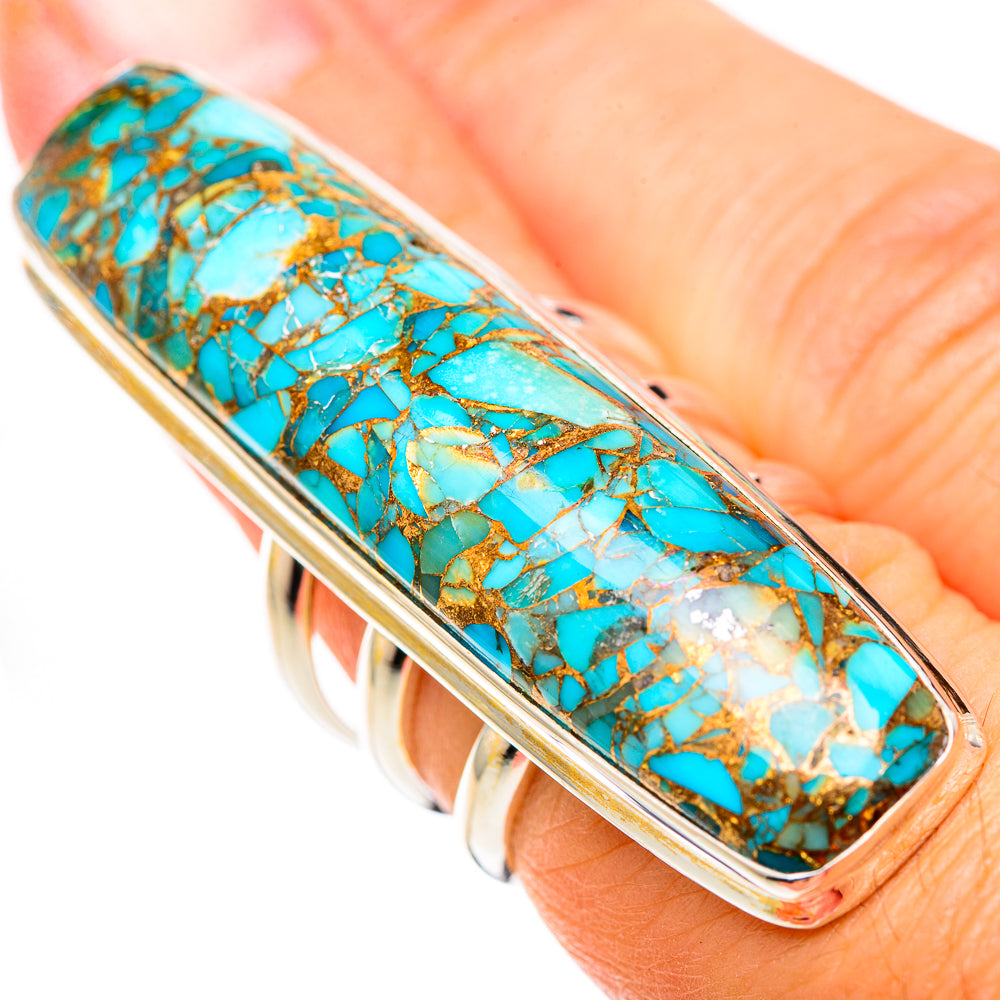 Blue Copper Composite Turquoise Rings handcrafted by Anasilvercos - RING125304