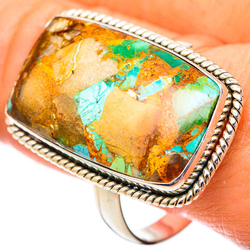 Blue Copper Composite Turquoise Rings handcrafted by Anasilvercos - RING125311