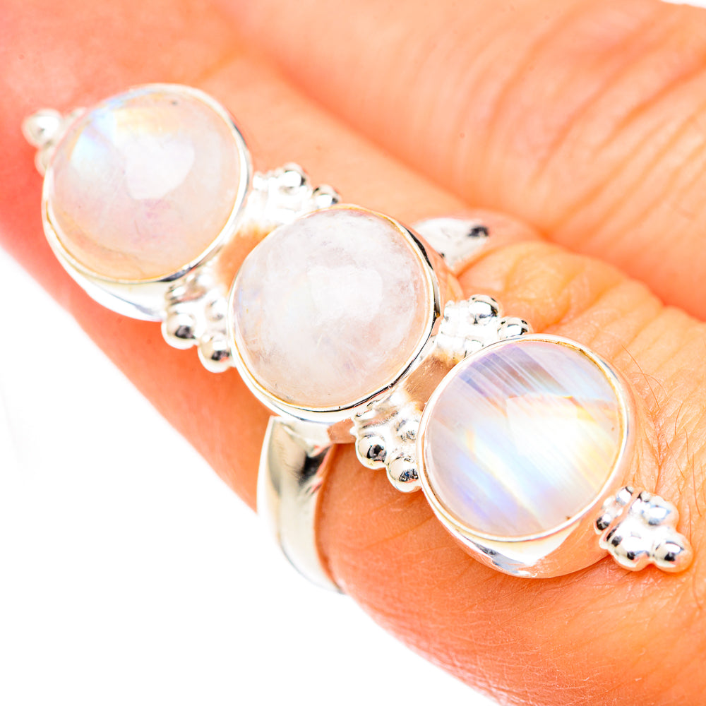 Rainbow Moonstone Rings handcrafted by Anasilvercos - RING125327