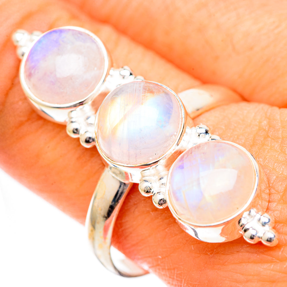 Rainbow Moonstone Rings handcrafted by Anasilvercos - RING125328
