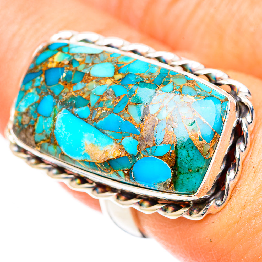 Blue Copper Composite Turquoise Rings handcrafted by Anasilvercos - RING125338