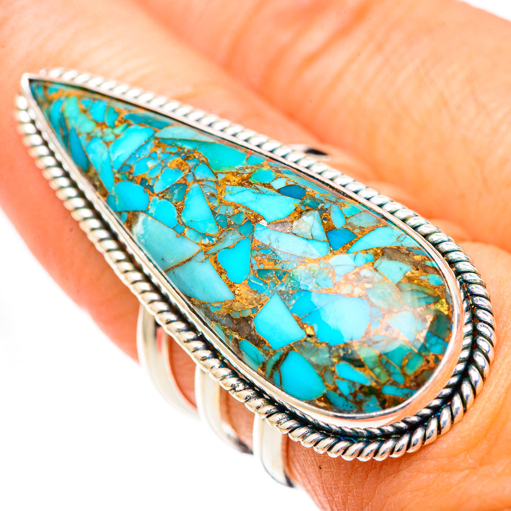 Blue Copper Composite Turquoise Rings handcrafted by Anasilvercos - RING125342