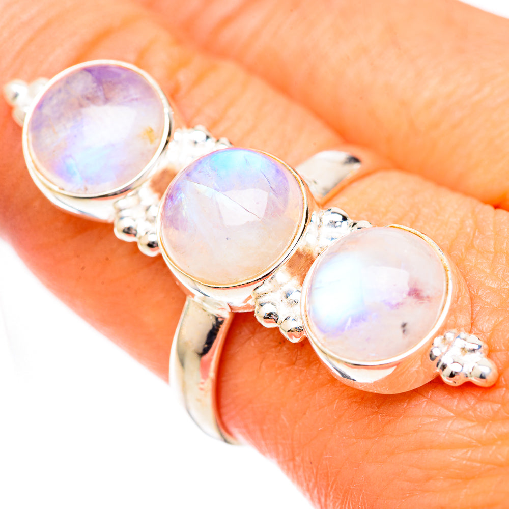 Rainbow Moonstone Rings handcrafted by Anasilvercos - RING125360