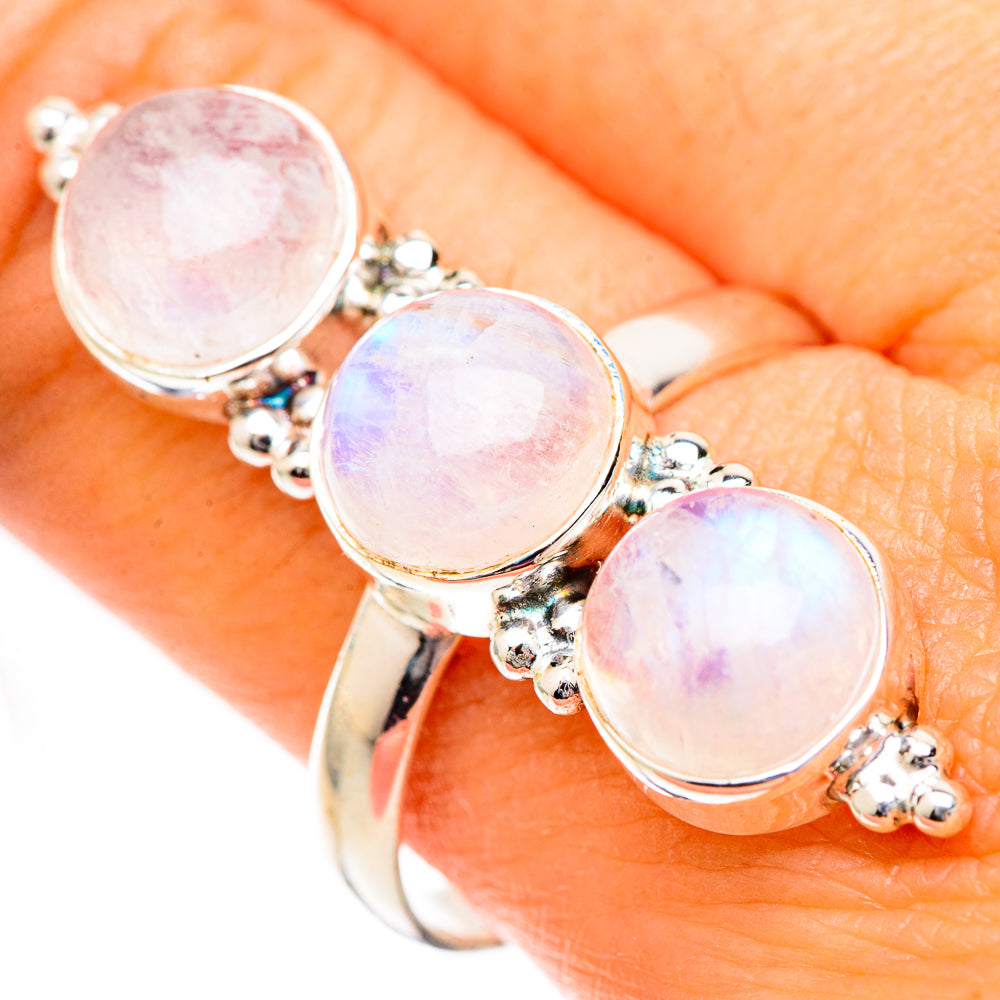 Rainbow Moonstone Rings handcrafted by Anasilvercos - RING125361