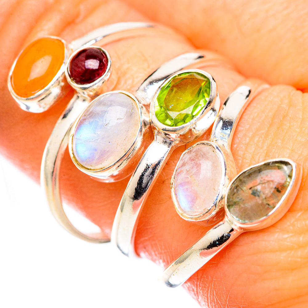 Rainbow Moonstone Rings handcrafted by Anasilvercos - RING125362