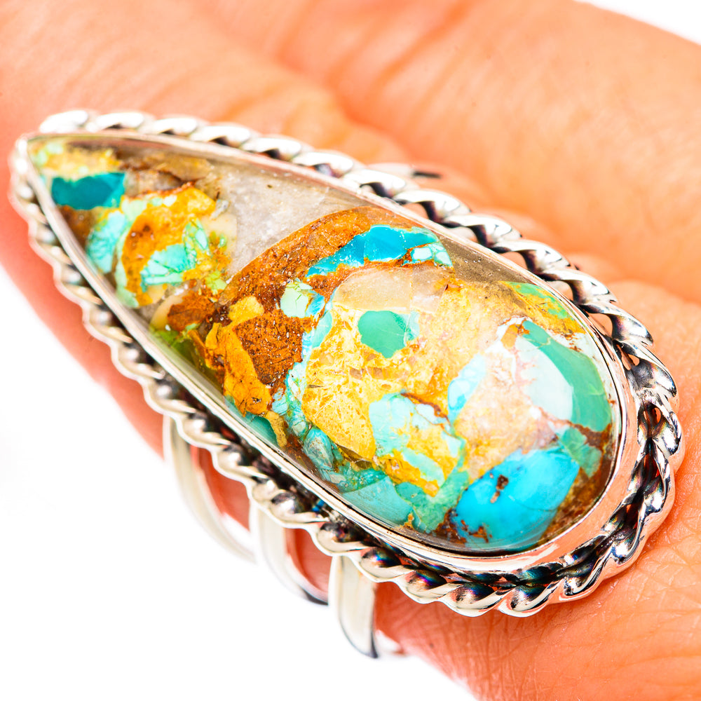 Blue Copper Composite Turquoise Rings handcrafted by Anasilvercos - RING125369