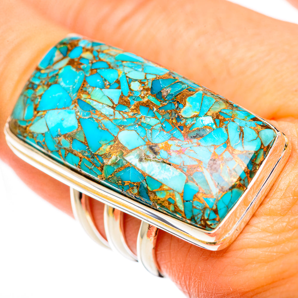 Blue Copper Composite Turquoise Rings handcrafted by Anasilvercos - RING125374
