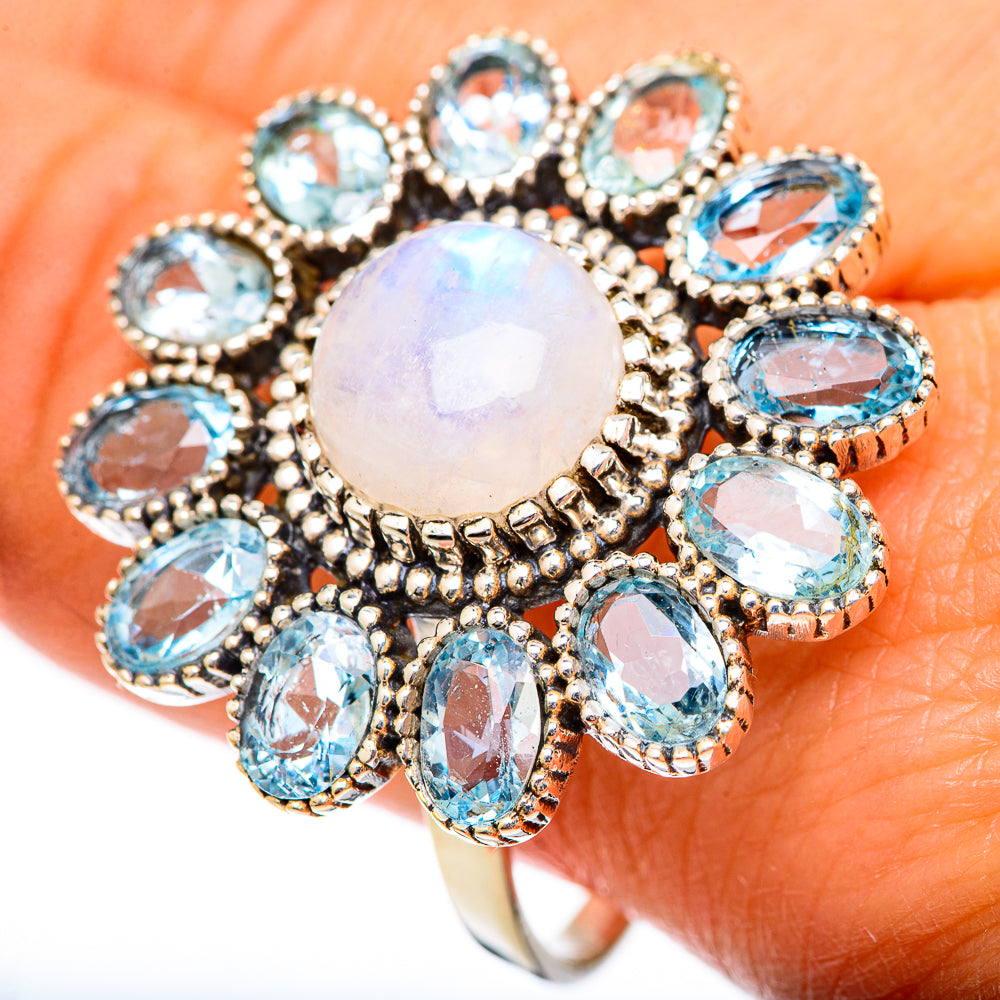 Rainbow Moonstone Rings handcrafted by Anasilvercos - RING125375