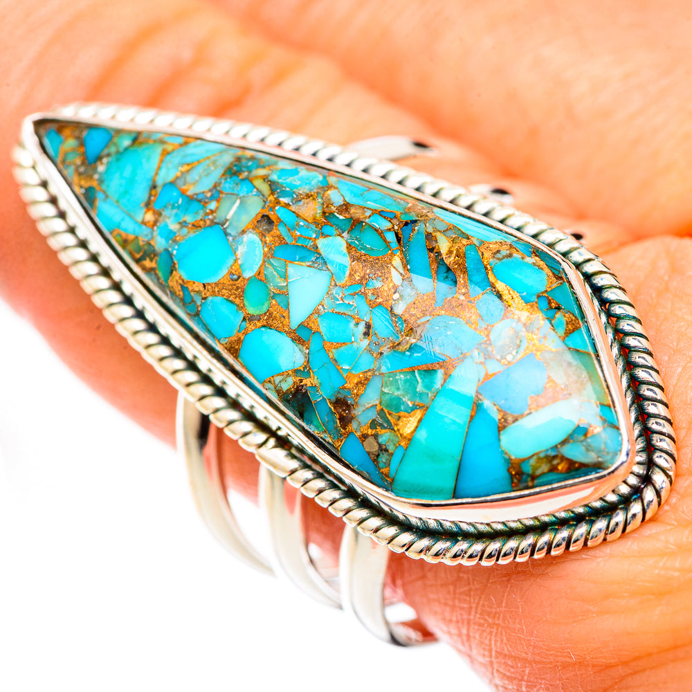 Blue Copper Composite Turquoise Rings handcrafted by Anasilvercos - RING125377