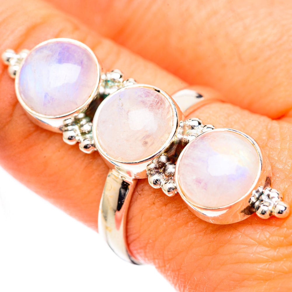 Rainbow Moonstone Rings handcrafted by Anasilvercos - RING125383