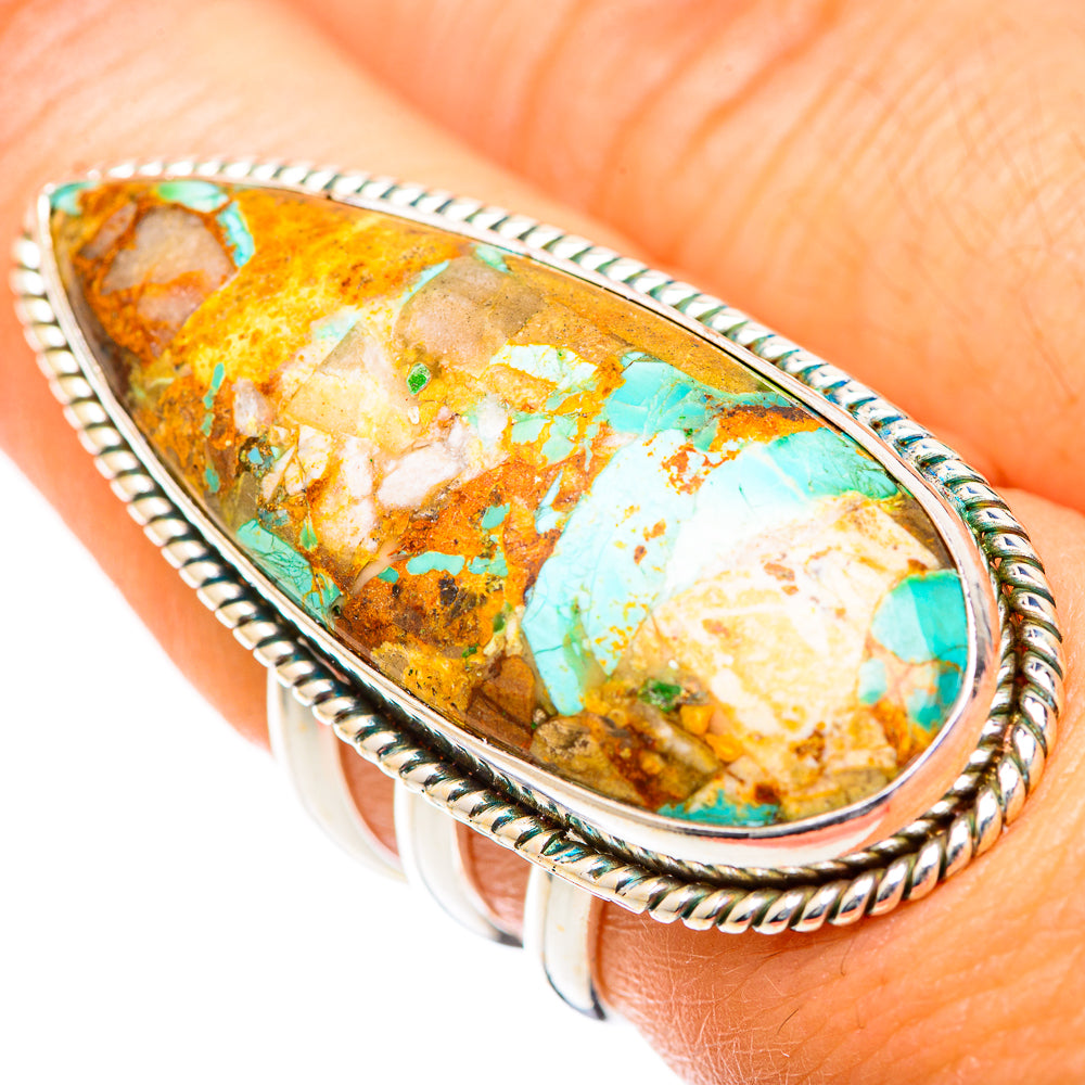 Blue Copper Composite Turquoise Rings handcrafted by Anasilvercos - RING125392