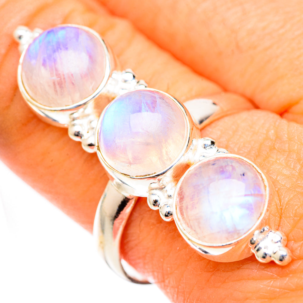 Rainbow Moonstone Rings handcrafted by Anasilvercos - RING125395