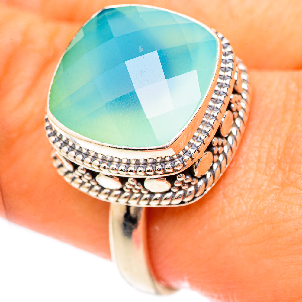 Aqua Chalcedony Rings handcrafted by Anasilvercos - RING125423