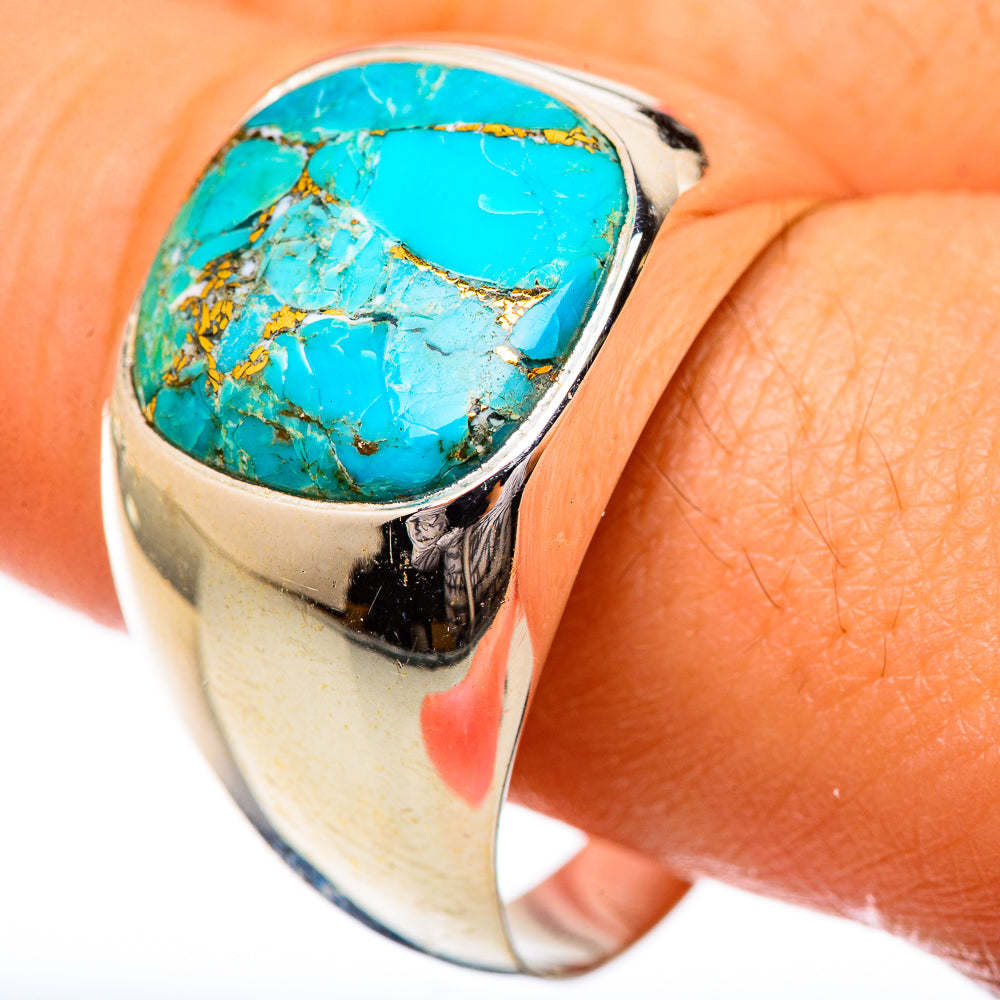 Blue Copper Composite Turquoise Rings handcrafted by Anasilvercos - RING125431