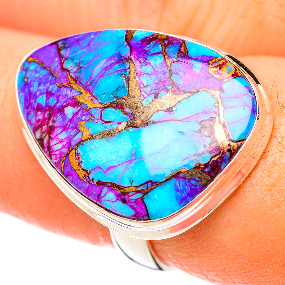 Purple Copper Composite Turquoise Rings handcrafted by Anasilvercos - RING125434