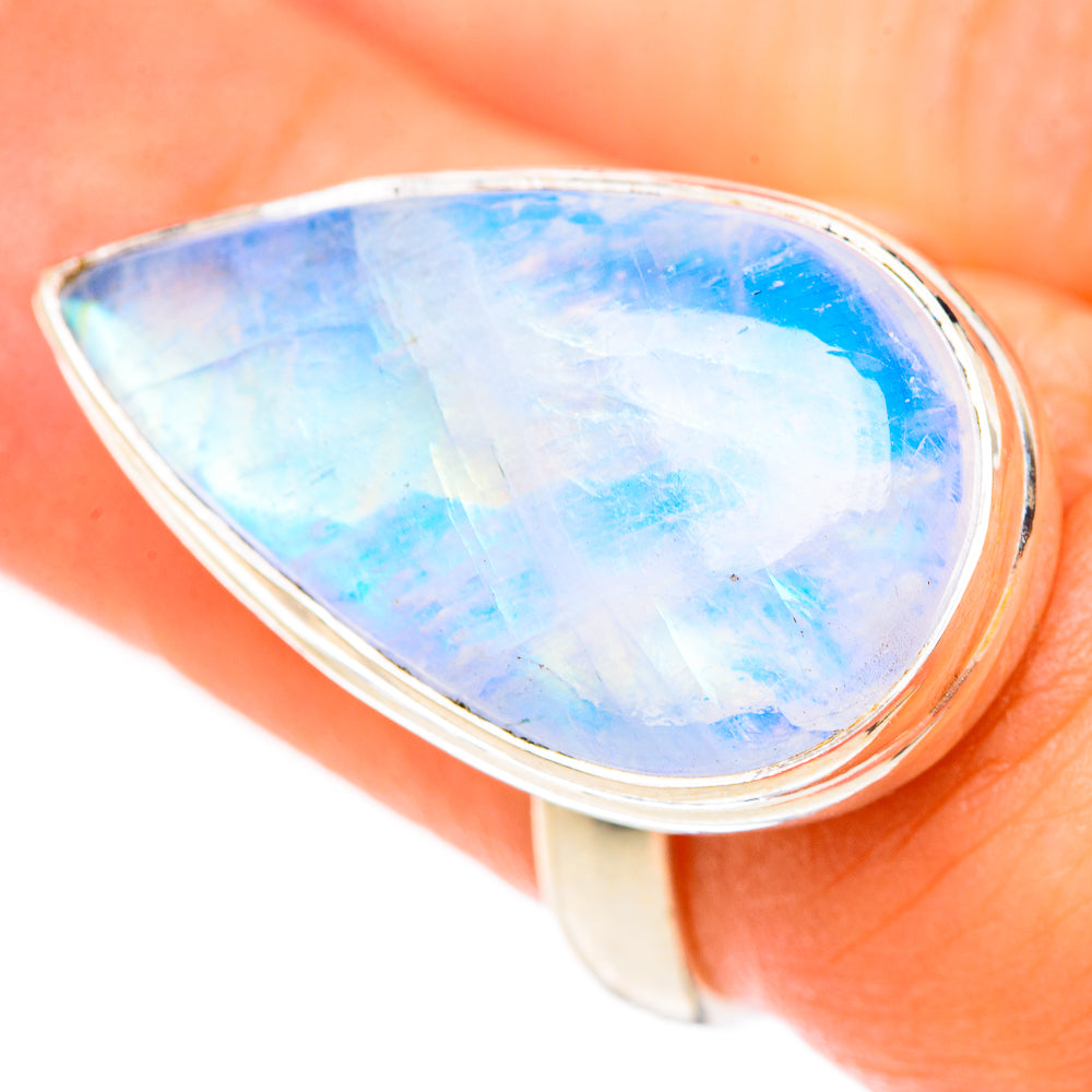 Rainbow Moonstone Rings handcrafted by Anasilvercos - RING125442