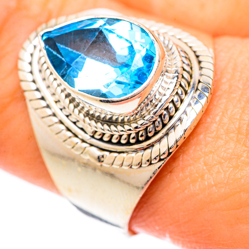 Swiss Blue Topaz Rings handcrafted by Anasilvercos - RING125453