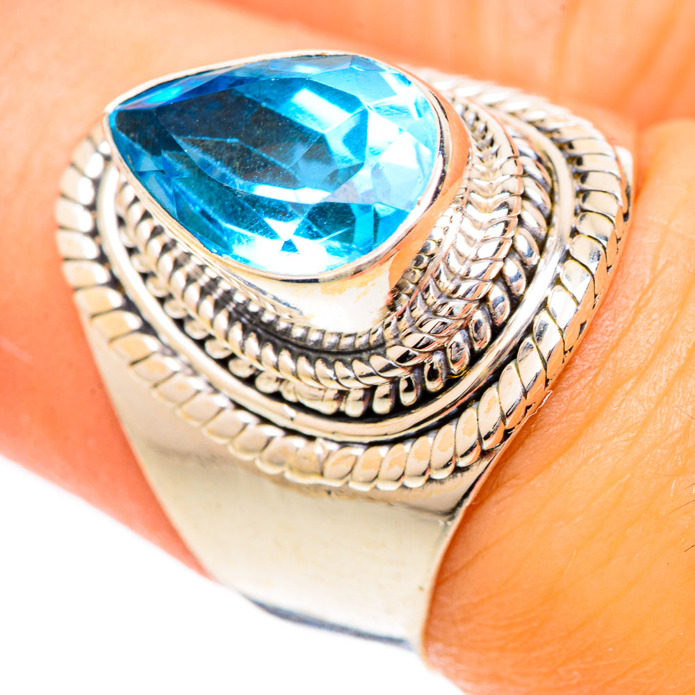 Swiss Blue Topaz Rings handcrafted by Anasilvercos - RING125464