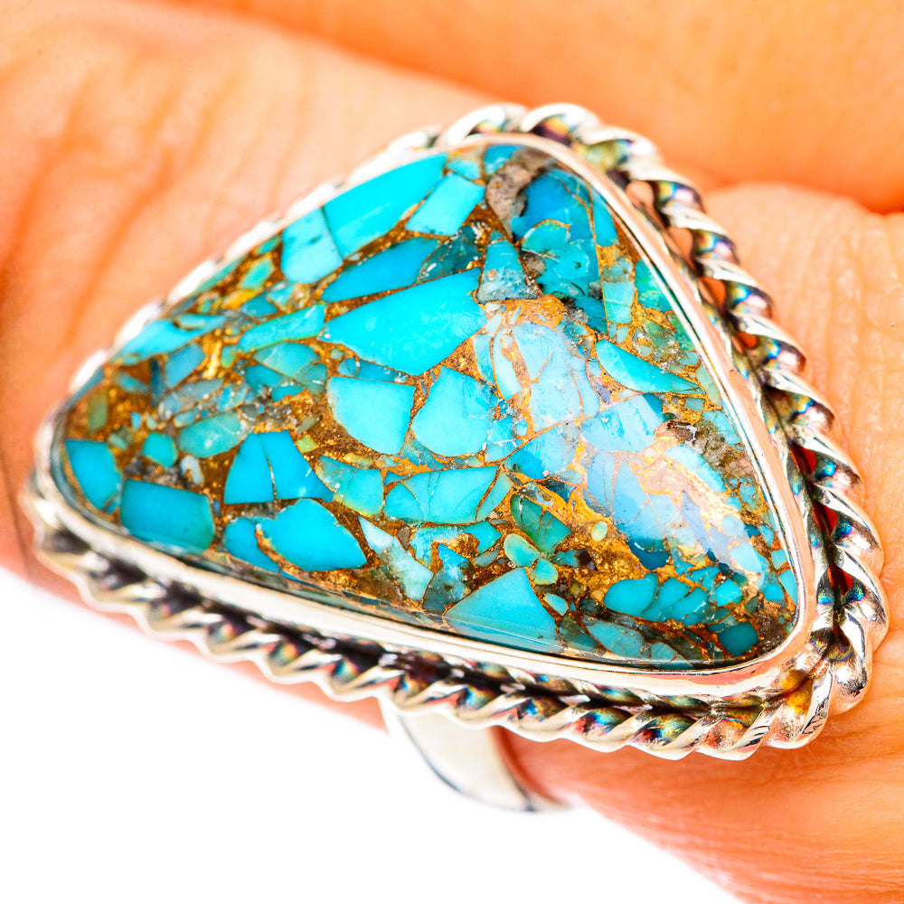 Blue Copper Composite Turquoise Rings handcrafted by Anasilvercos - RING125466