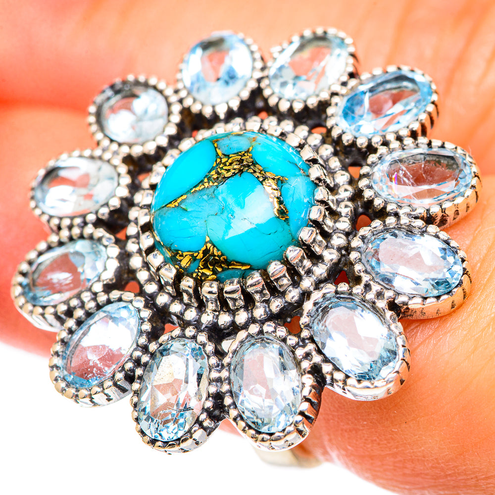 Blue Copper Composite Turquoise Rings handcrafted by Anasilvercos - RING125467