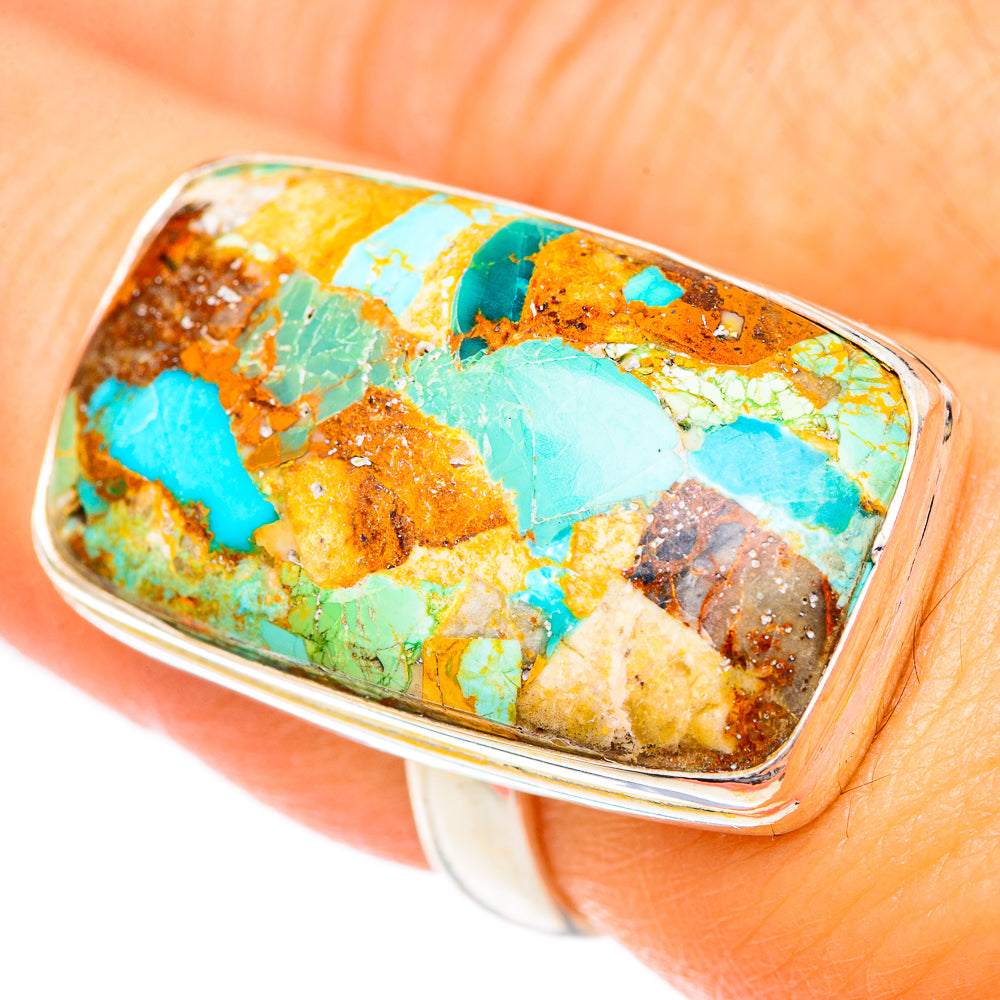 Blue Copper Composite Turquoise Rings handcrafted by Anasilvercos - RING125469