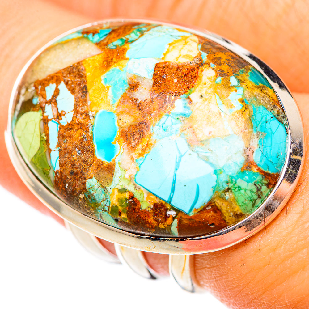 Blue Copper Composite Turquoise Rings handcrafted by Anasilvercos - RING125472