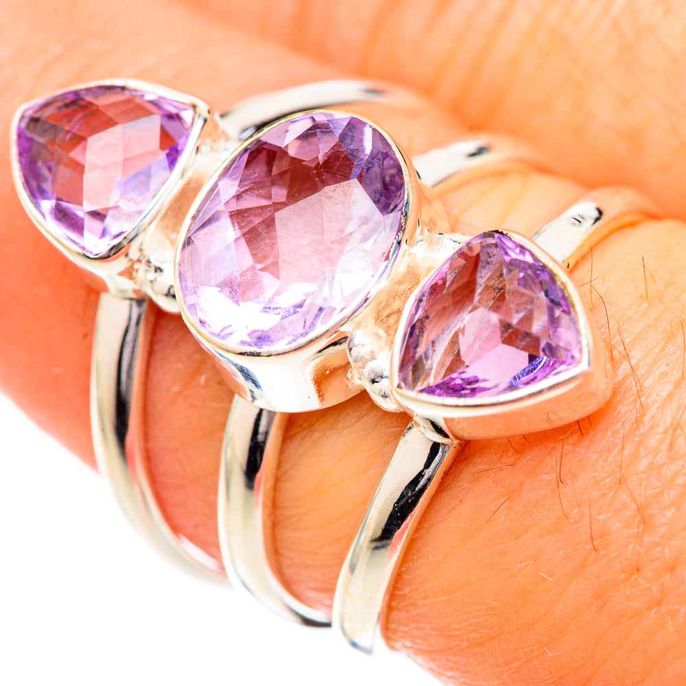 Pink Amethyst Rings handcrafted by Anasilvercos - RING125480