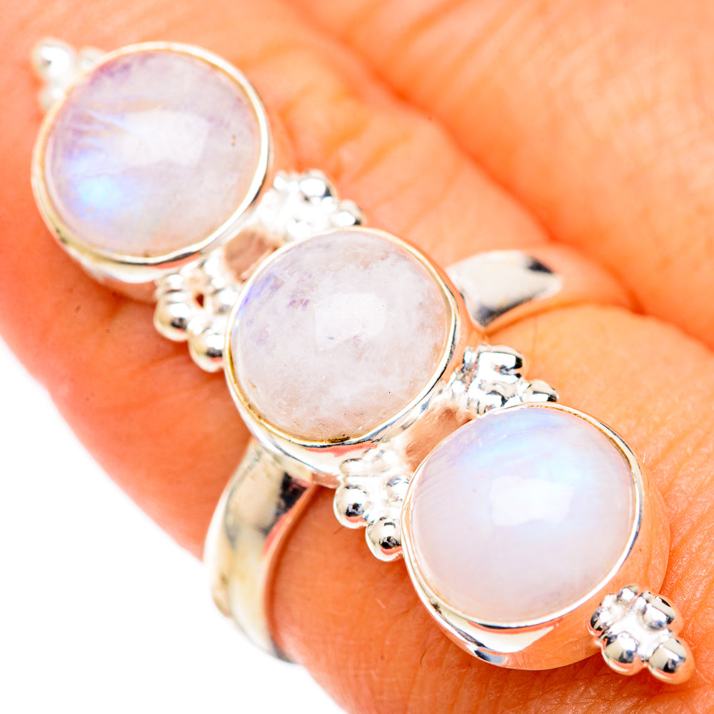 Rainbow Moonstone Rings handcrafted by Anasilvercos - RING125484
