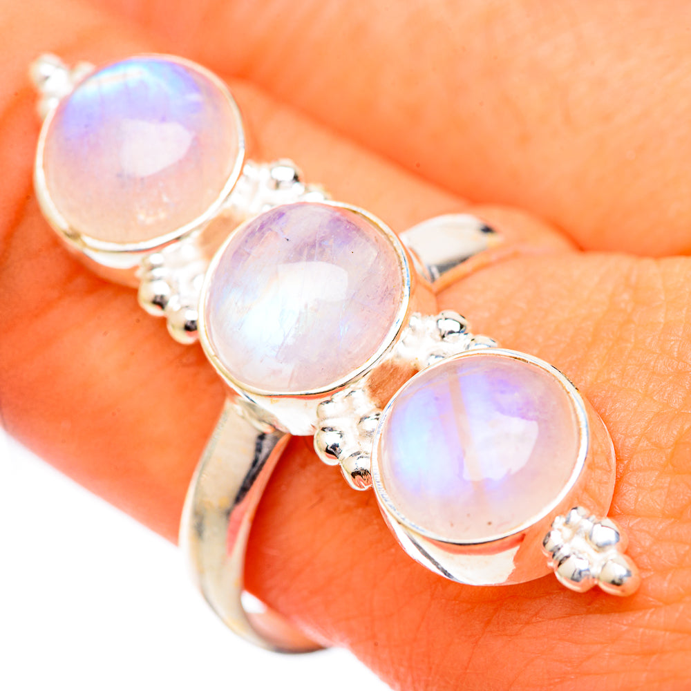 Rainbow Moonstone Rings handcrafted by Anasilvercos - RING125492