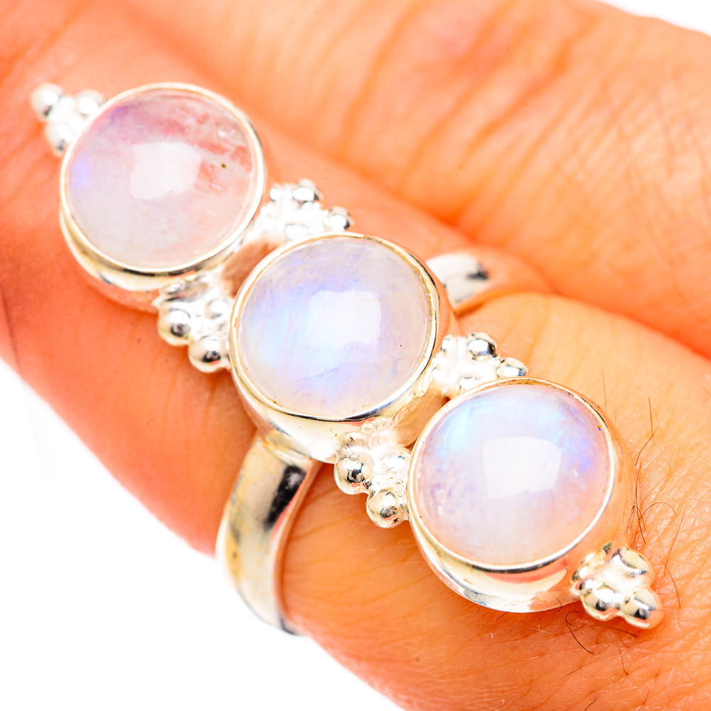 Rainbow Moonstone Rings handcrafted by Anasilvercos - RING125493