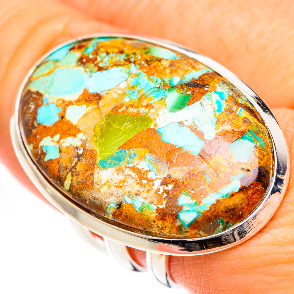 Blue Copper Composite Turquoise Rings handcrafted by Anasilvercos - RING125502