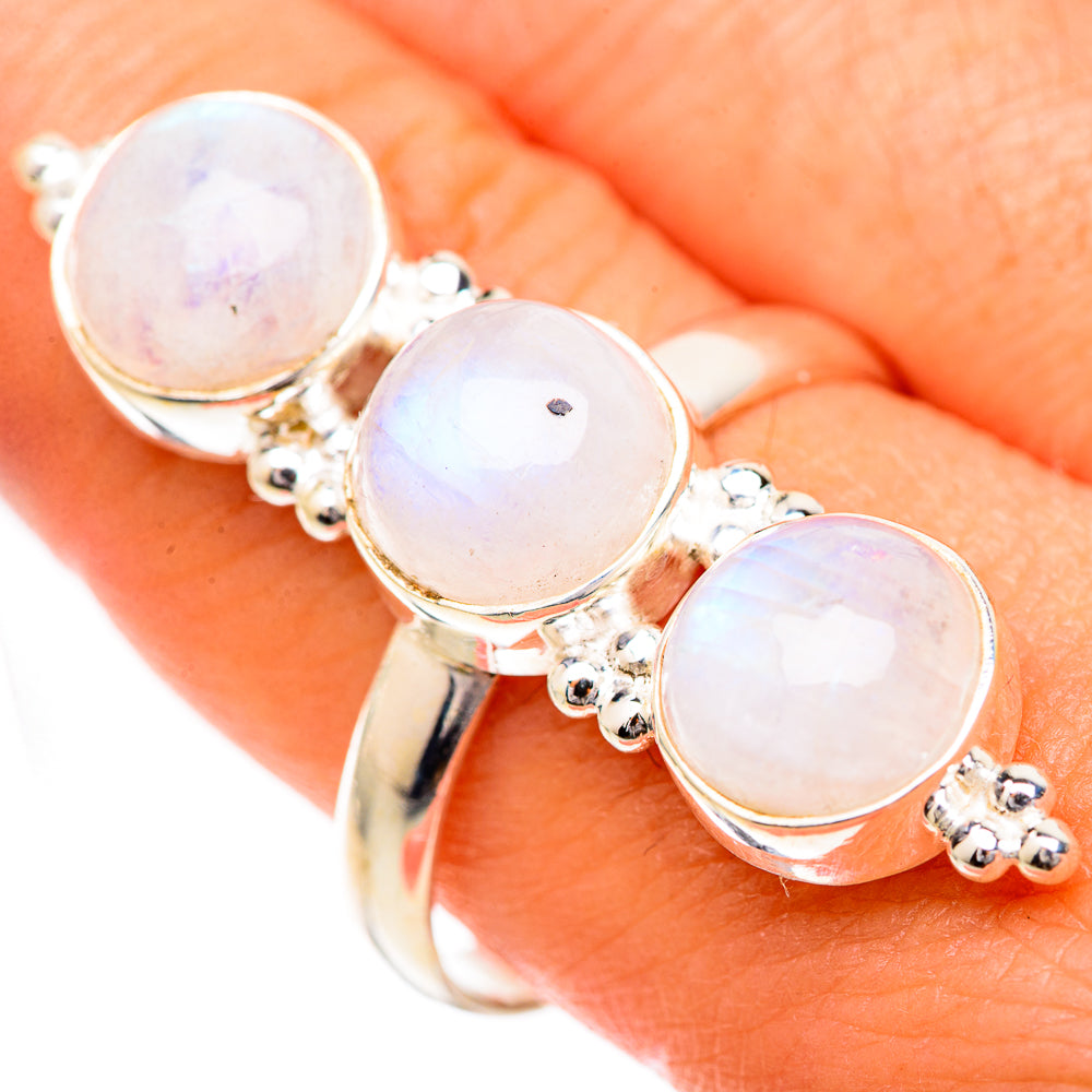 Rainbow Moonstone Rings handcrafted by Anasilvercos - RING125508