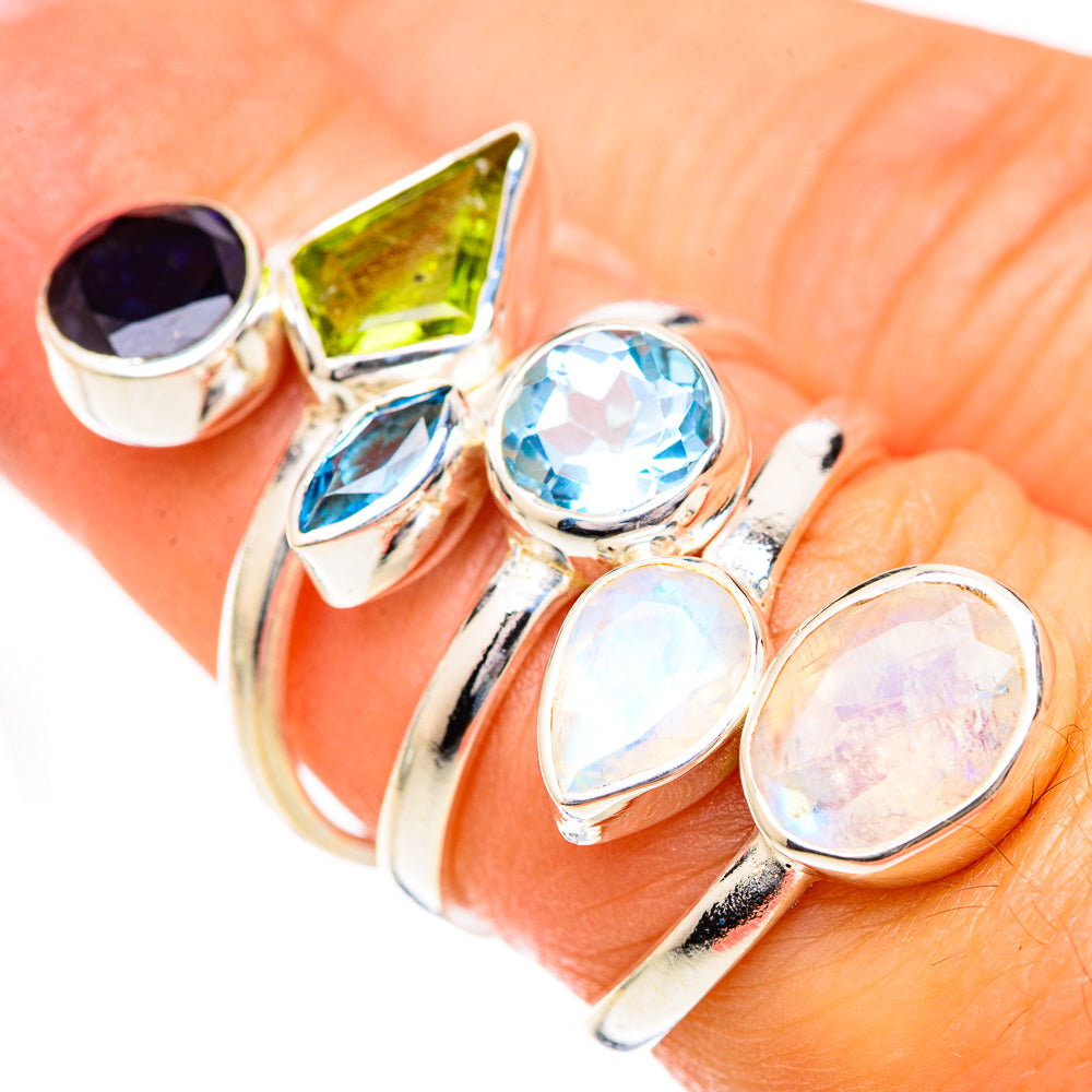 Rainbow Moonstone Rings handcrafted by Anasilvercos - RING125510