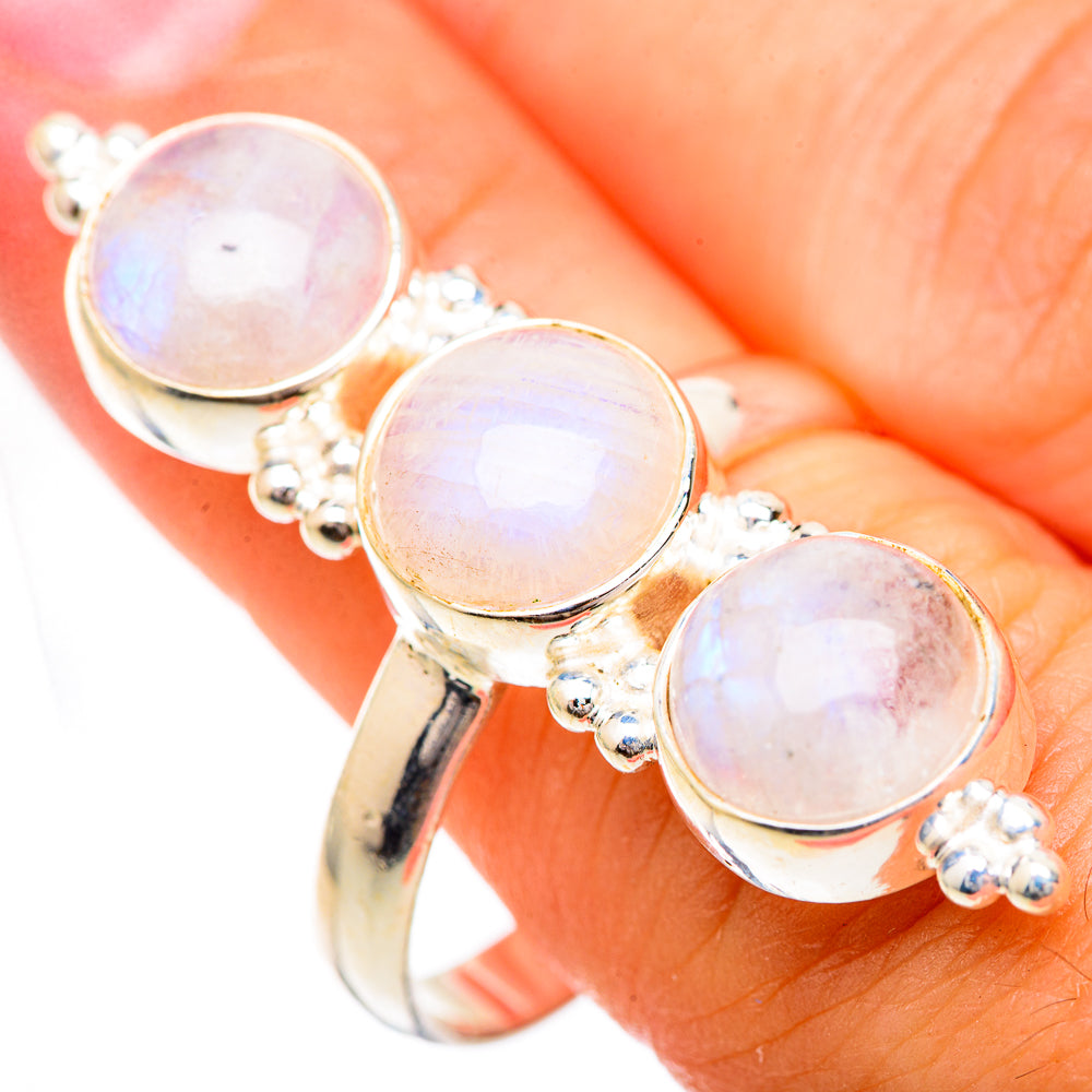 Rainbow Moonstone Rings handcrafted by Anasilvercos - RING125518