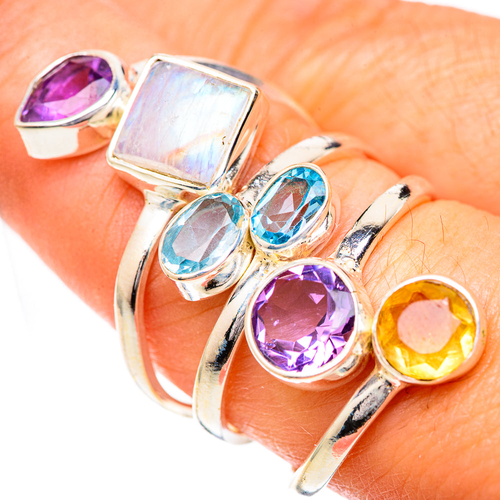 Rainbow Moonstone Rings handcrafted by Anasilvercos - RING125542