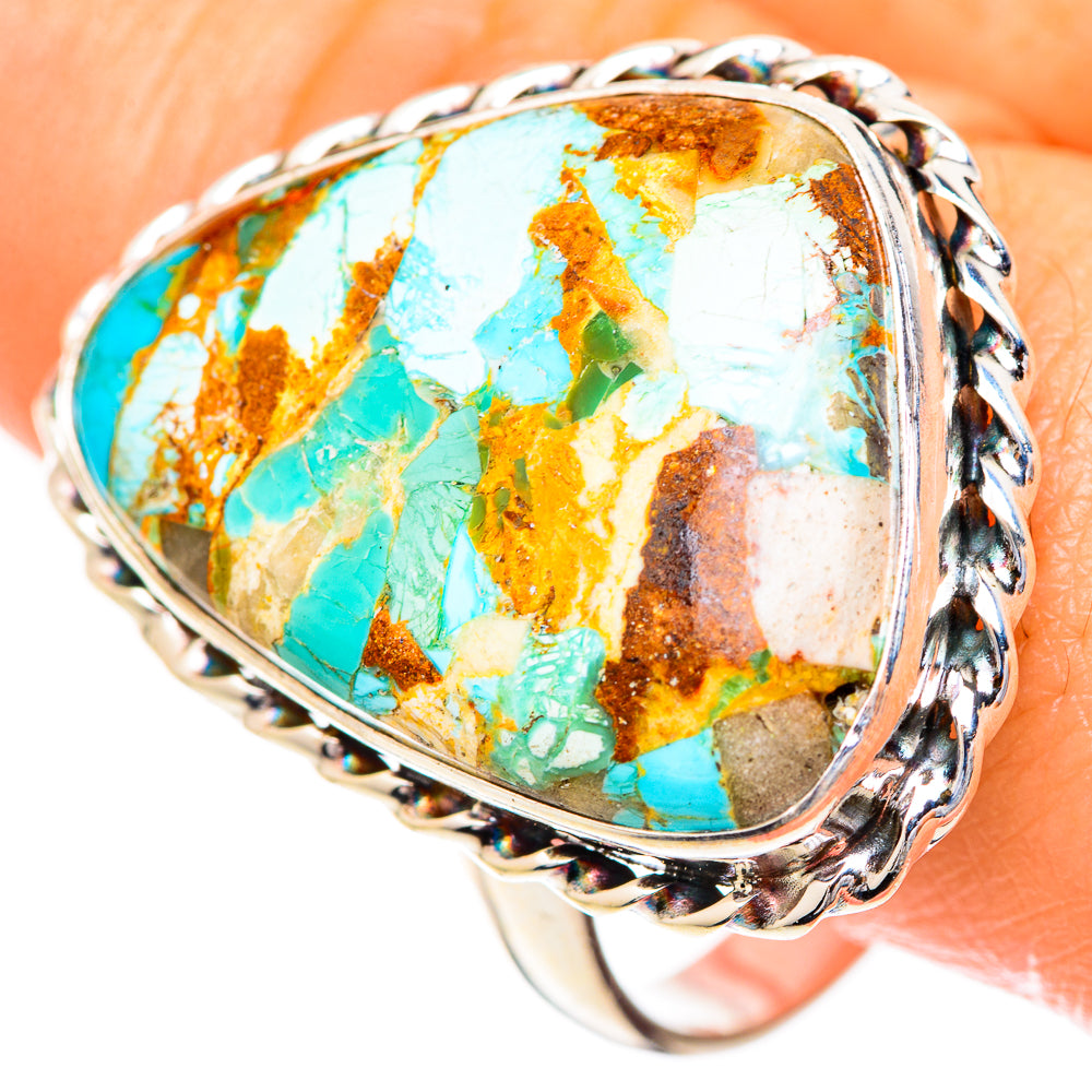 Blue Copper Composite Turquoise Rings handcrafted by Anasilvercos - RING125550