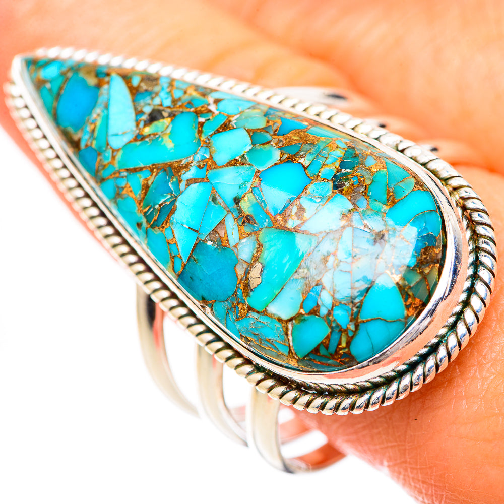 Blue Copper Composite Turquoise Rings handcrafted by Anasilvercos - RING125551