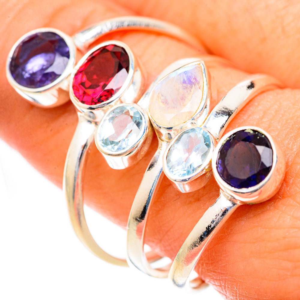 Rainbow Moonstone Rings handcrafted by Anasilvercos - RING125559