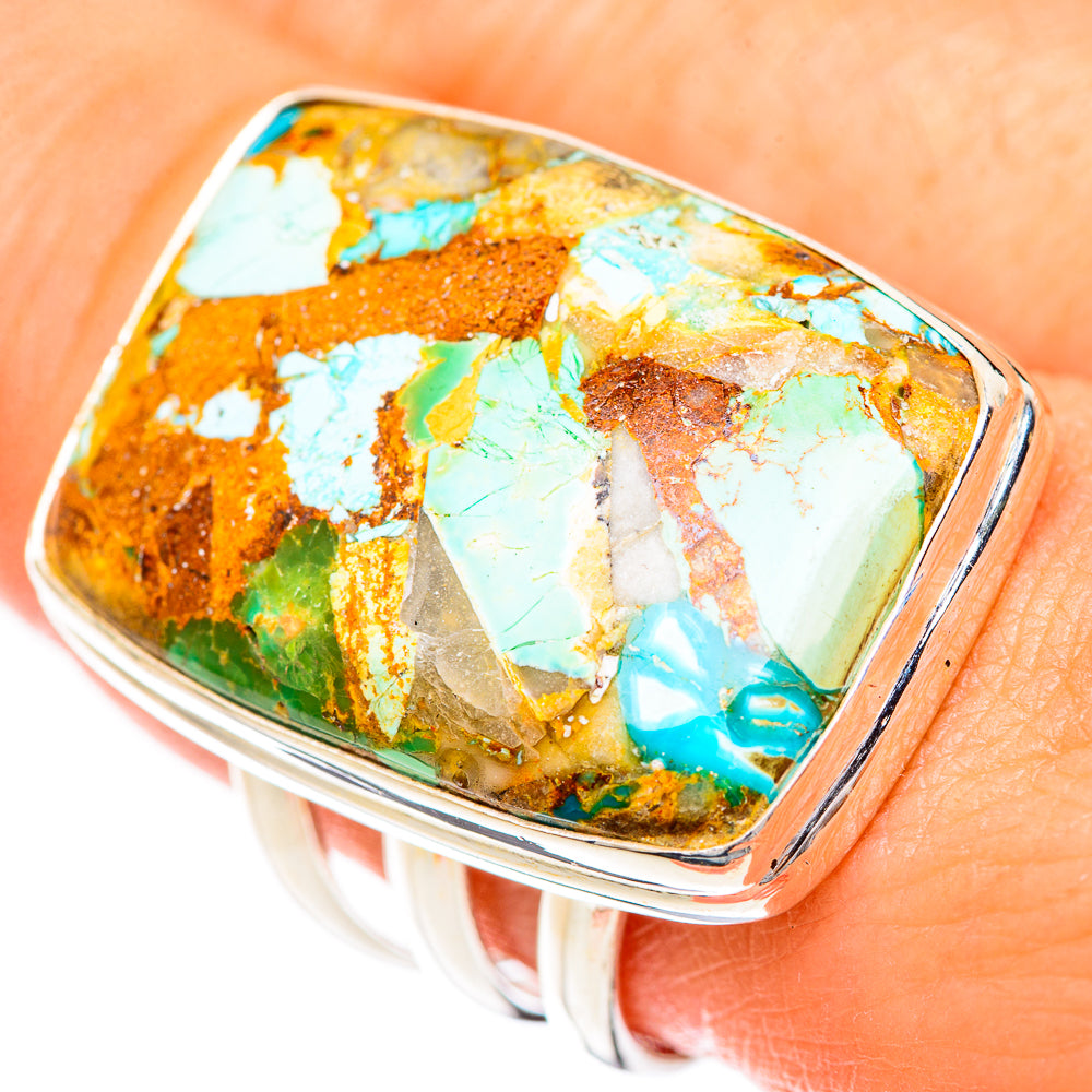 Blue Copper Composite Turquoise Rings handcrafted by Anasilvercos - RING125561