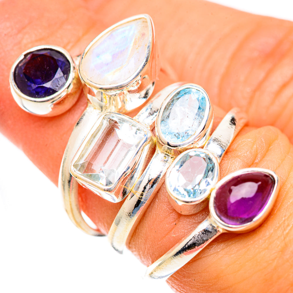 Rainbow Moonstone Rings handcrafted by Anasilvercos - RING125570